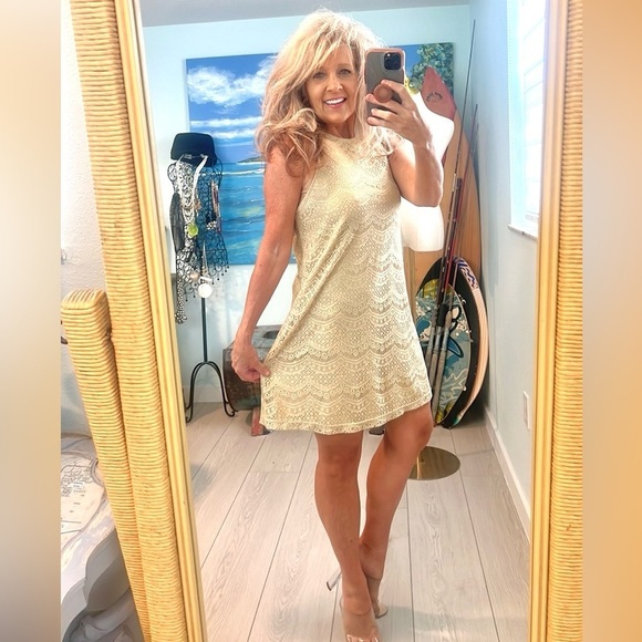 Lovely Day,(Made in USA),Lightweight Shimmering-Gold,Textured,Dress Up or Down,S - Picture 2 of 10